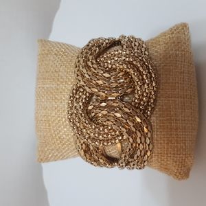 5/$25 - Vintage Goldtone Braided Chain Links Cuff Bracelet
